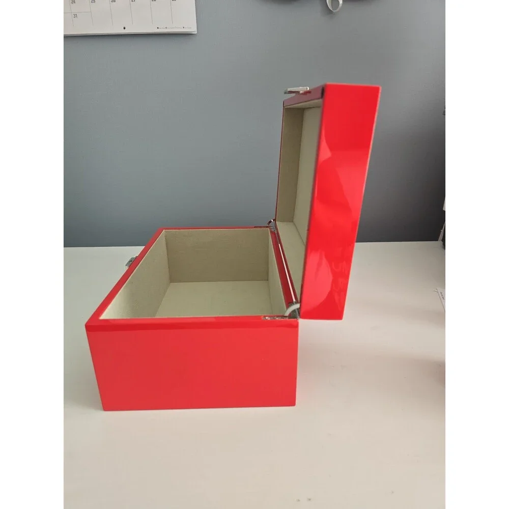 Allure Beauty Red Lacquer Large Jewelry / Makeup Chest NEW